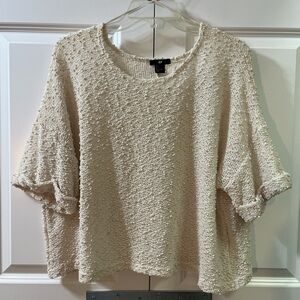 Cream Textured Knit Top